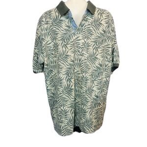 VTG Bugle Boy Green Palm Patterned‎ Polo Size XL